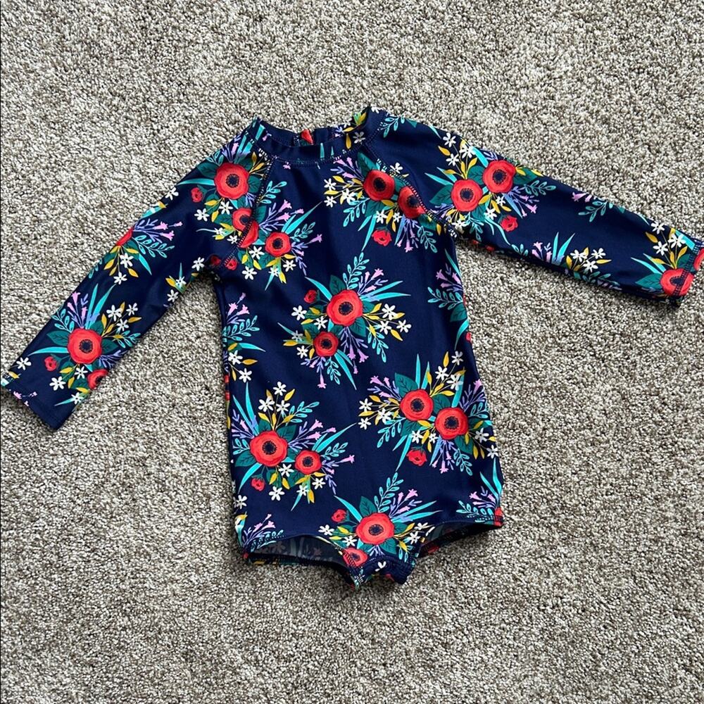 Cat and Jack Long Sleeve One Piece Floral Swimsuit, 18 Months